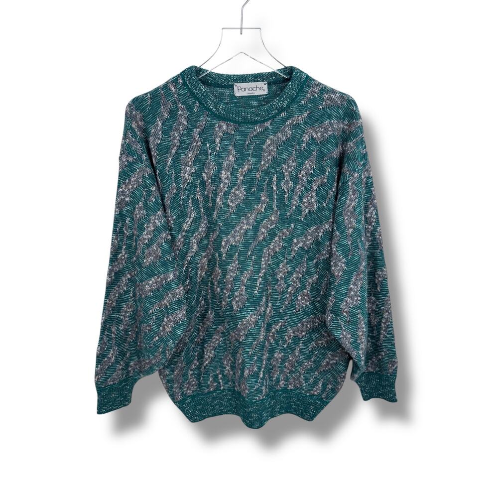 VTG 80's Panache sweater men's M crew pullover textured wool blend oversized